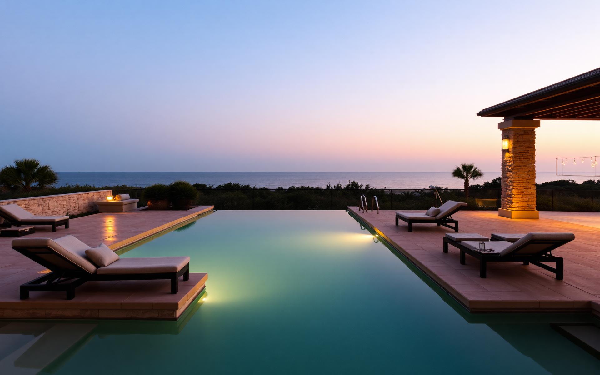 The pool at dusk